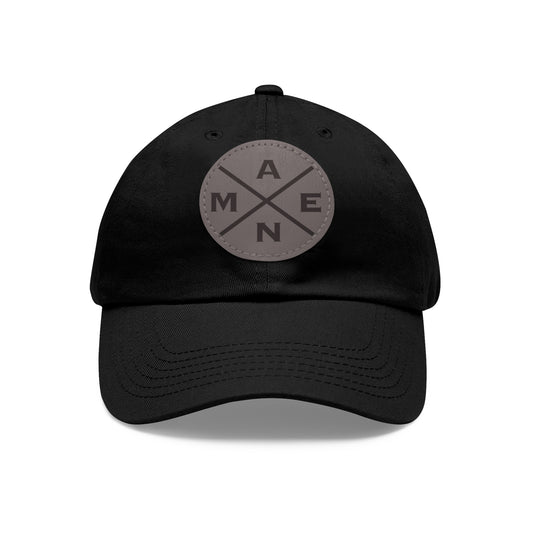 Amen, Dad Hat with Leather Patch (Round)