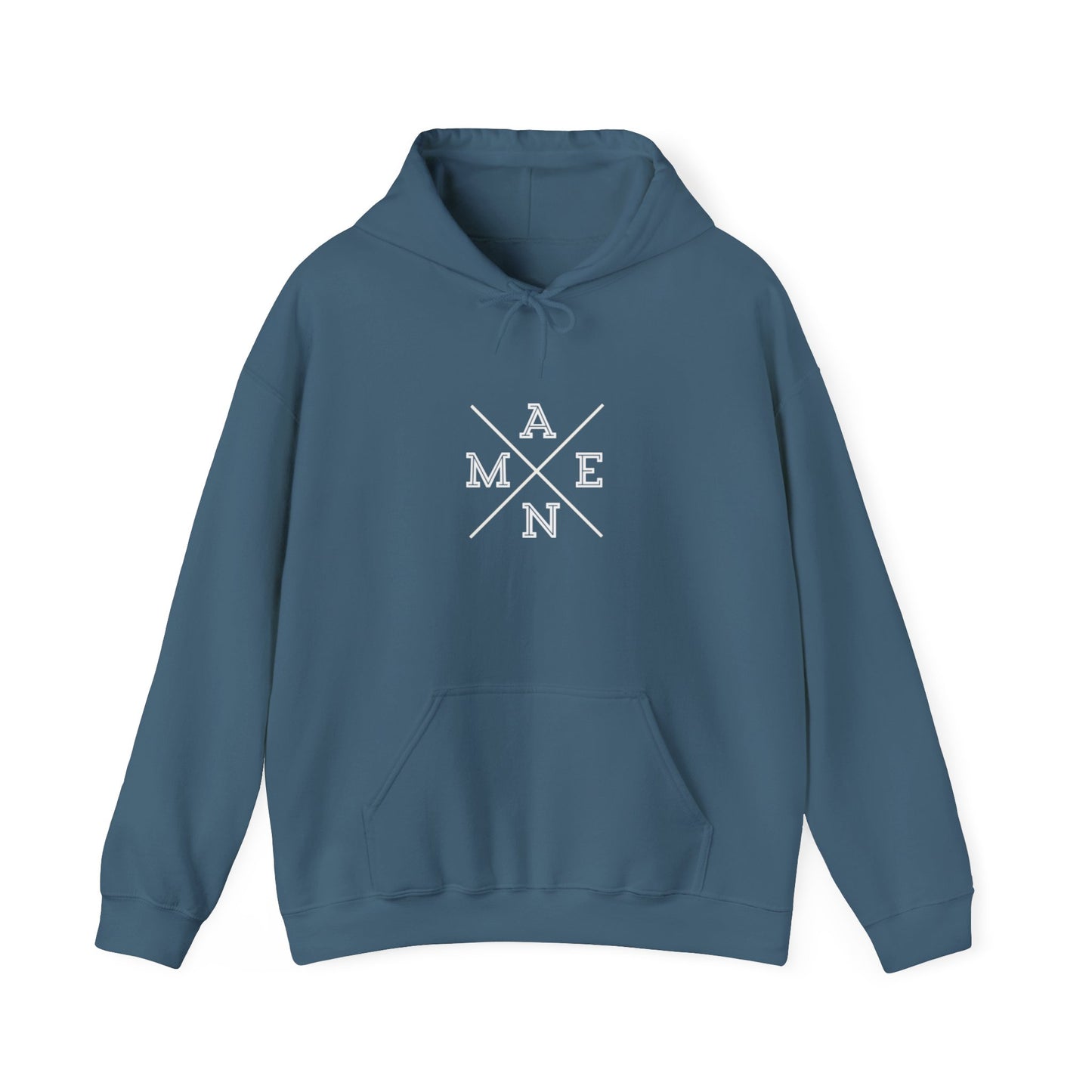 "Amen" Heavy Hooded Sweatshirt Navy