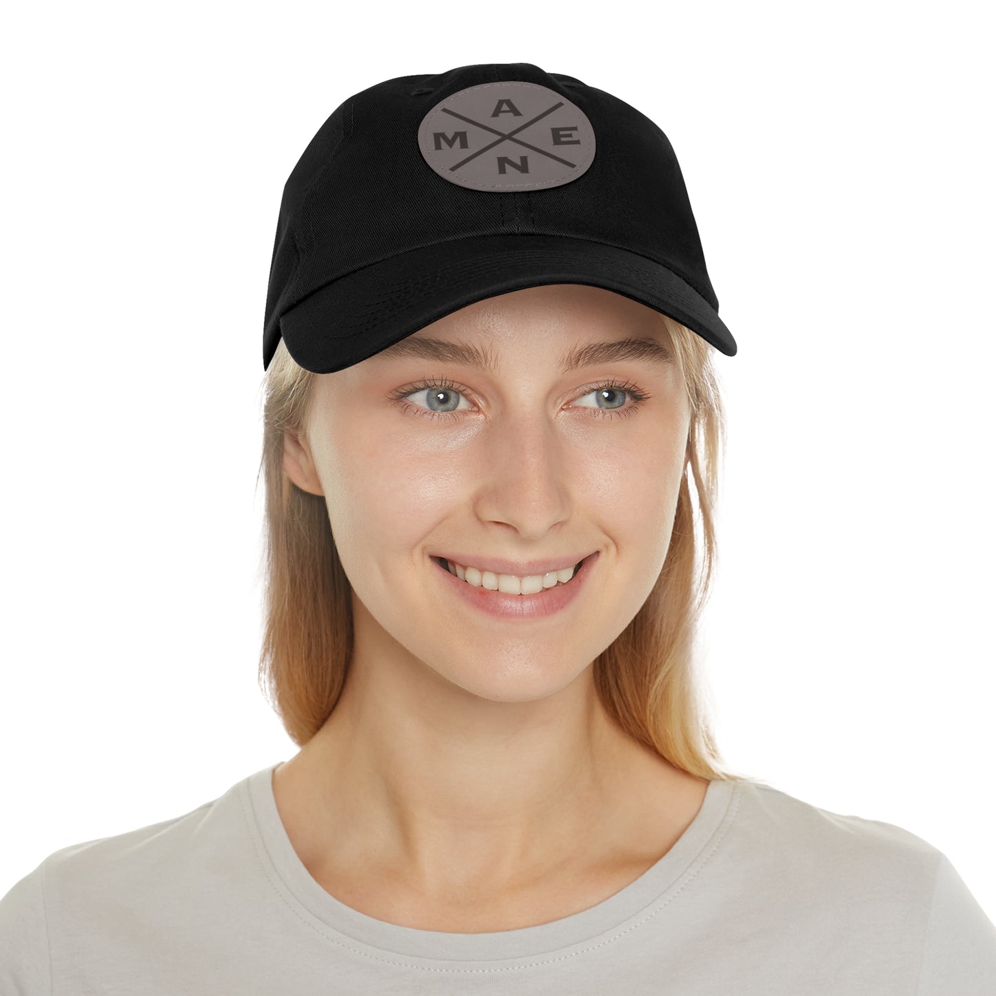 Amen, Dad Hat with Leather Patch (Round)