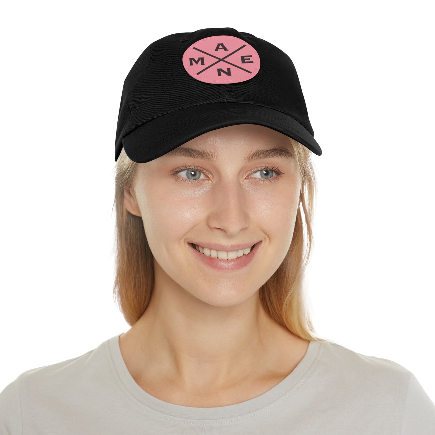 Amen, Dad Hat with Leather Patch (Round)