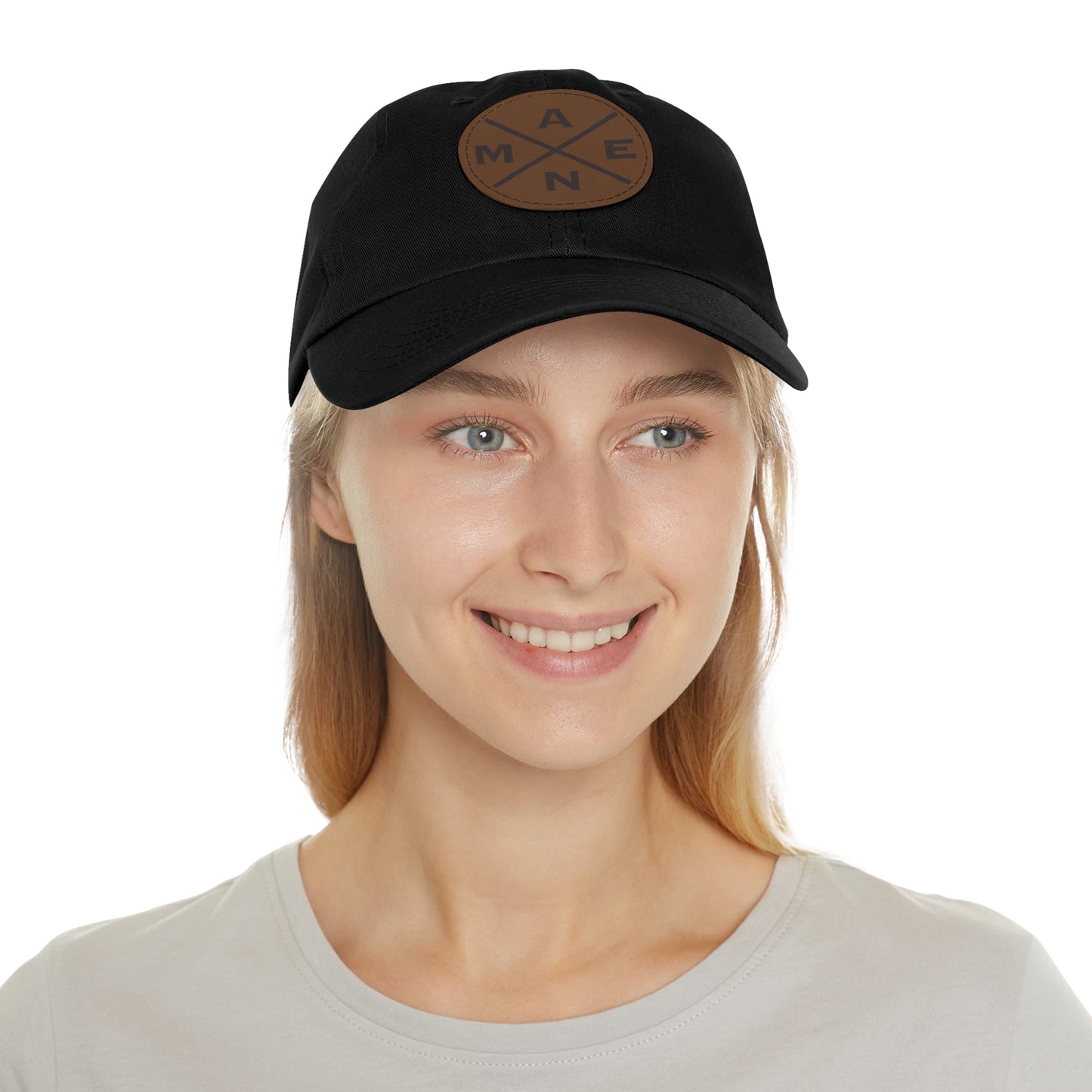 Amen, Dad Hat with Leather Patch (Round)