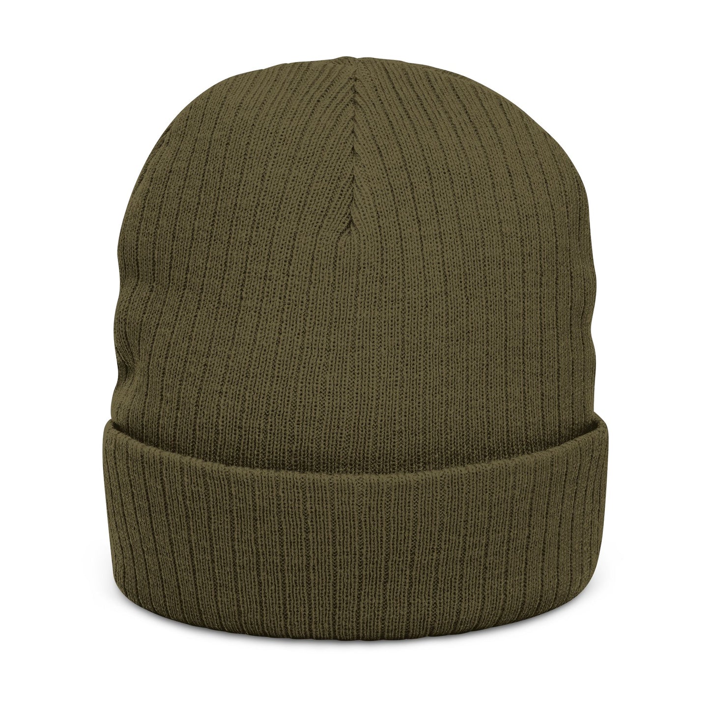 Grounded Ribbed Knit Embroidered Beanie