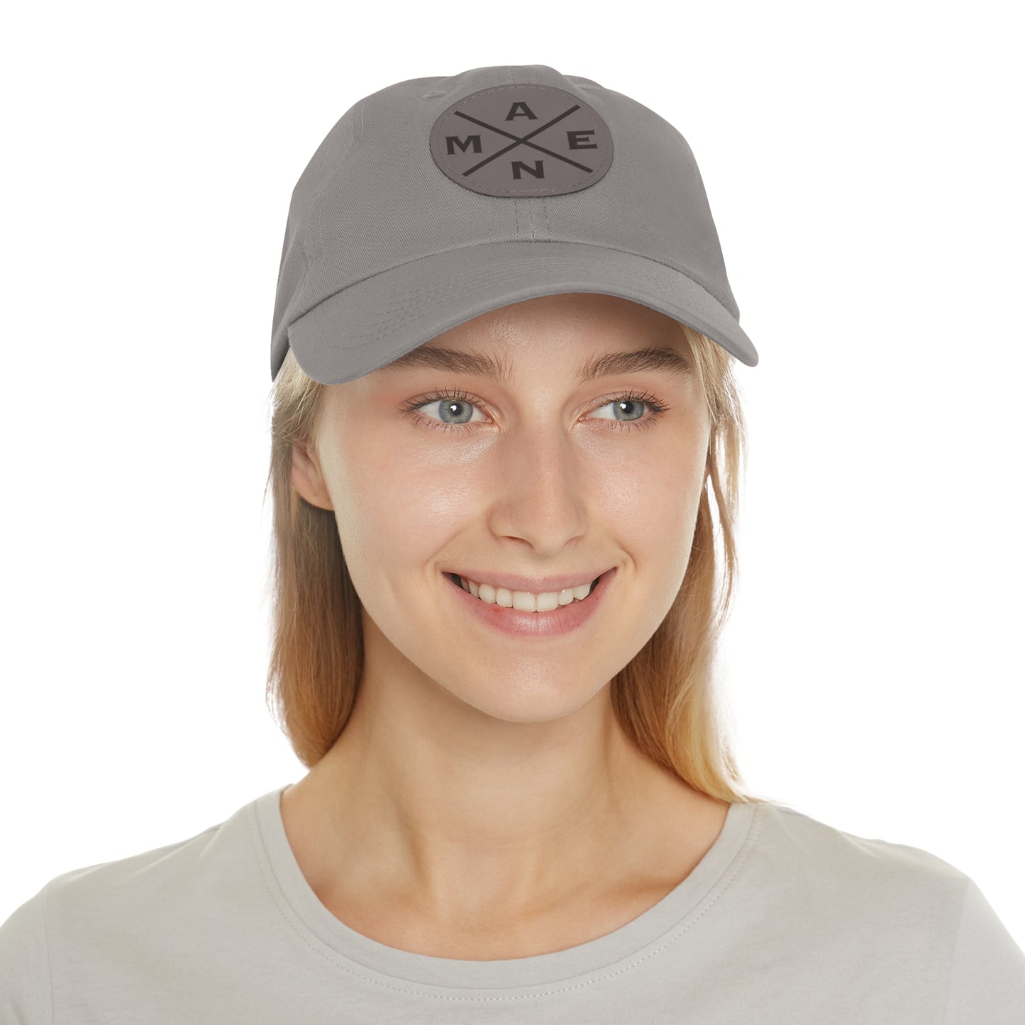 Amen, Dad Hat with Leather Patch (Round)