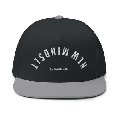 Romans 12:2 Flat Bill Cap — "New Mindset" Embroidered Hat