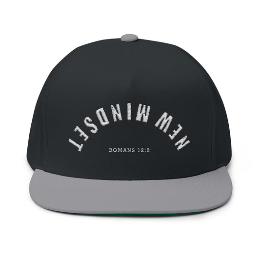Romans 12:2 Flat Bill Cap — "New Mindset" Embroidered Hat