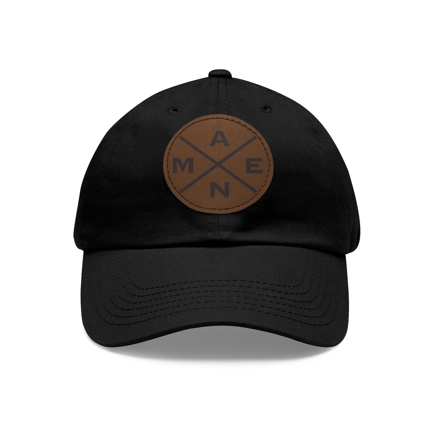 Amen, Dad Hat with Leather Patch (Round)