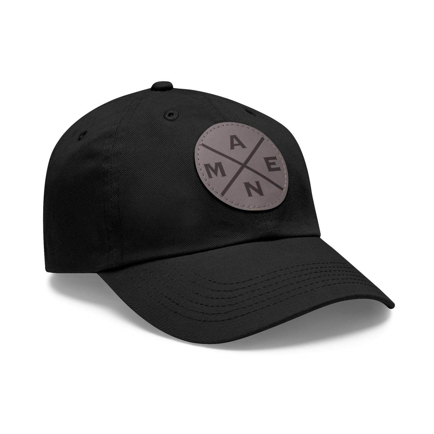 Amen, Dad Hat with Leather Patch (Round)