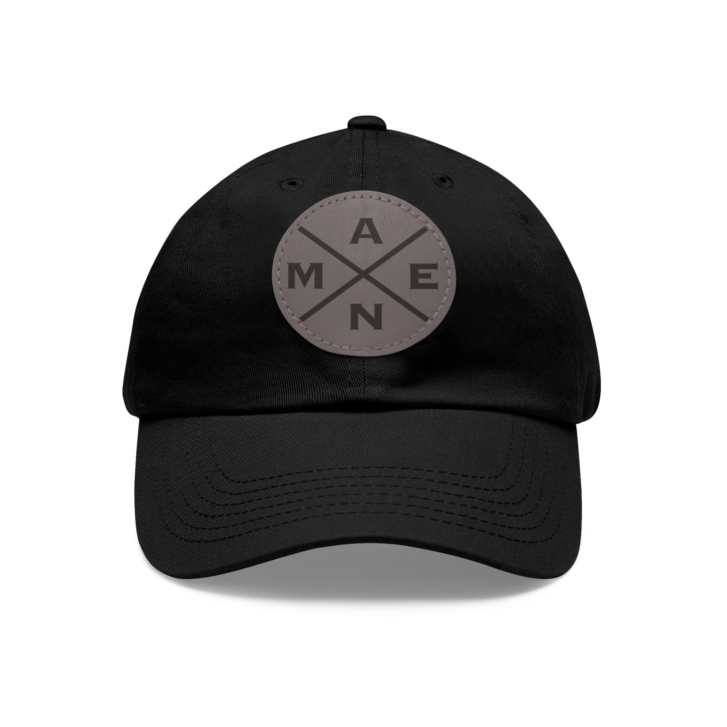 Amen, Dad Hat with Leather Patch (Round)