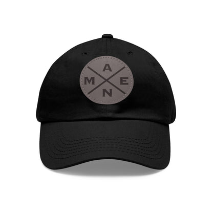 Amen, Dad Hat with Leather Patch (Round)