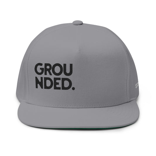 Grounded Embroidered Flat Bill Cap