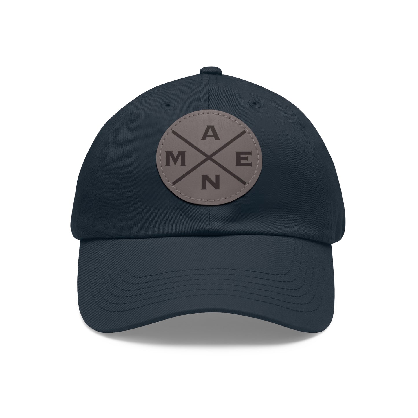 Amen, Dad Hat with Leather Patch (Round)