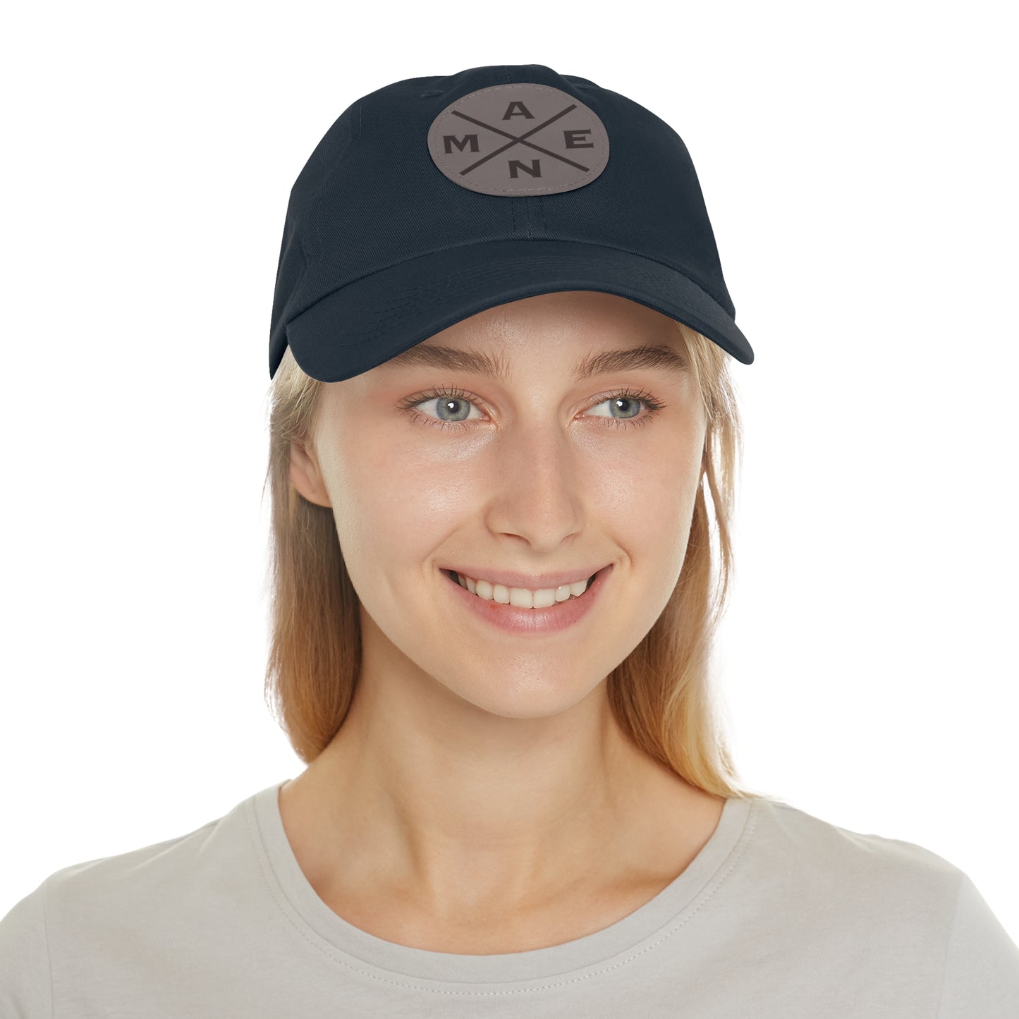Amen, Dad Hat with Leather Patch (Round)