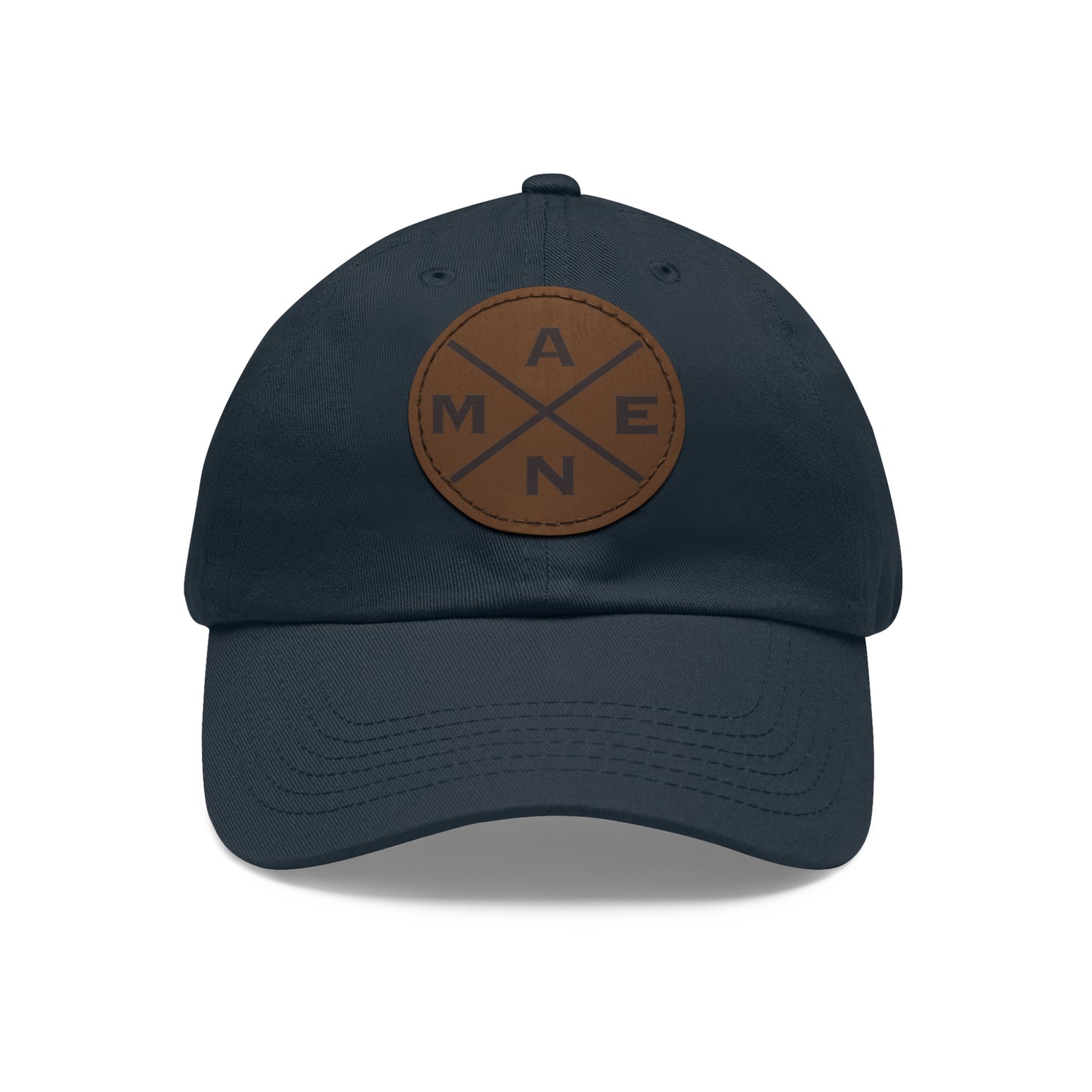 Amen, Dad Hat with Leather Patch (Round)