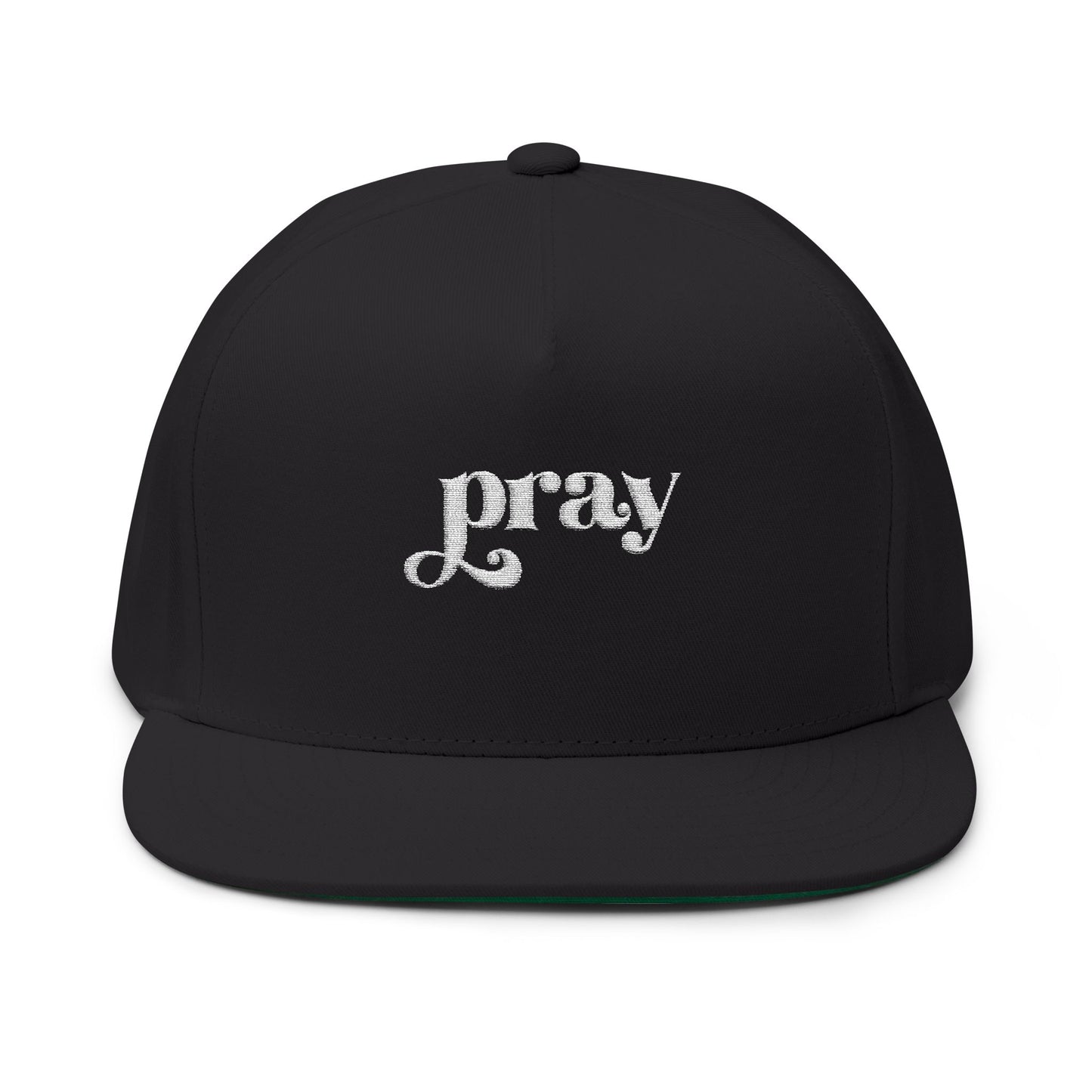 Pray Embroidered Flat Bill Cap