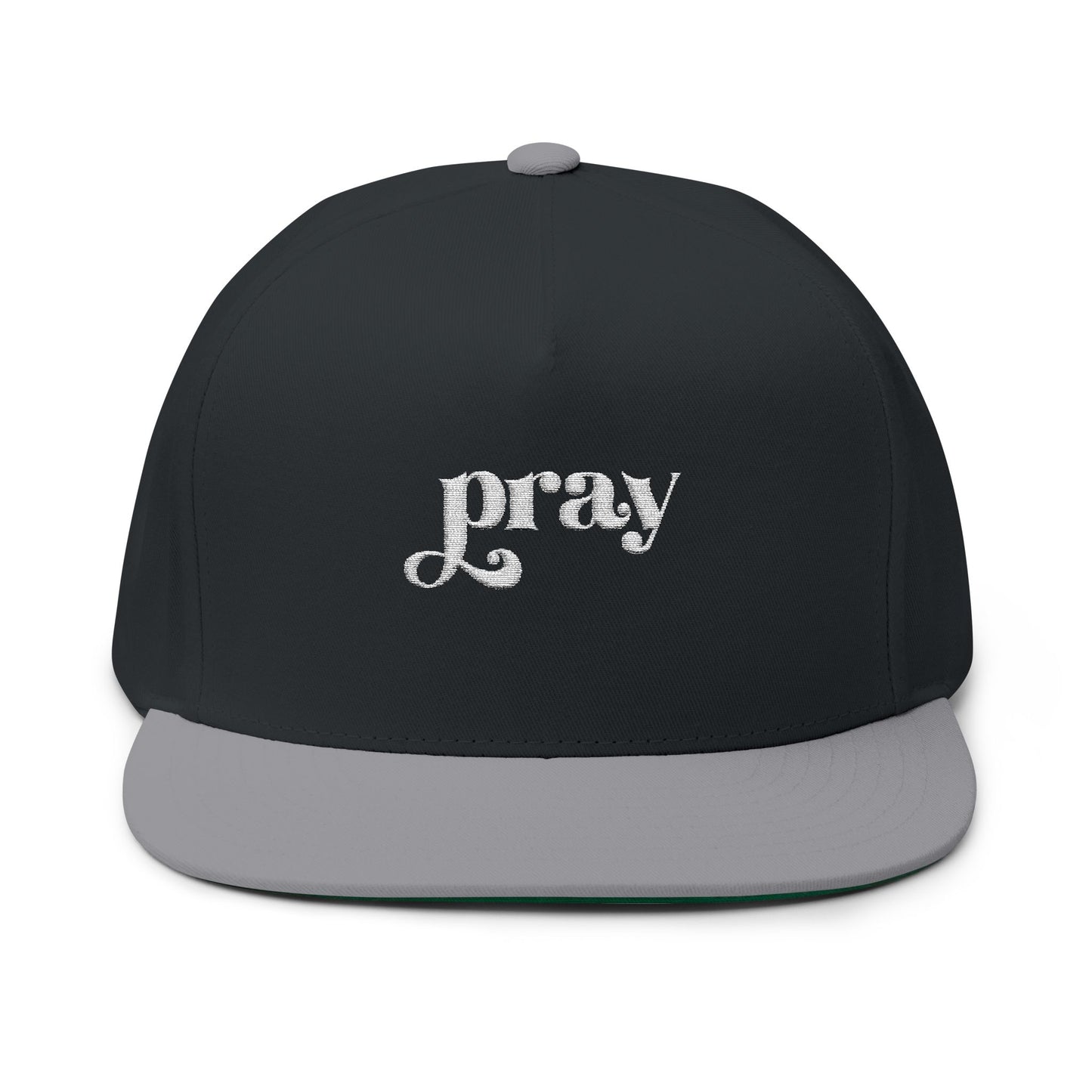 Pray Embroidered Flat Bill Cap